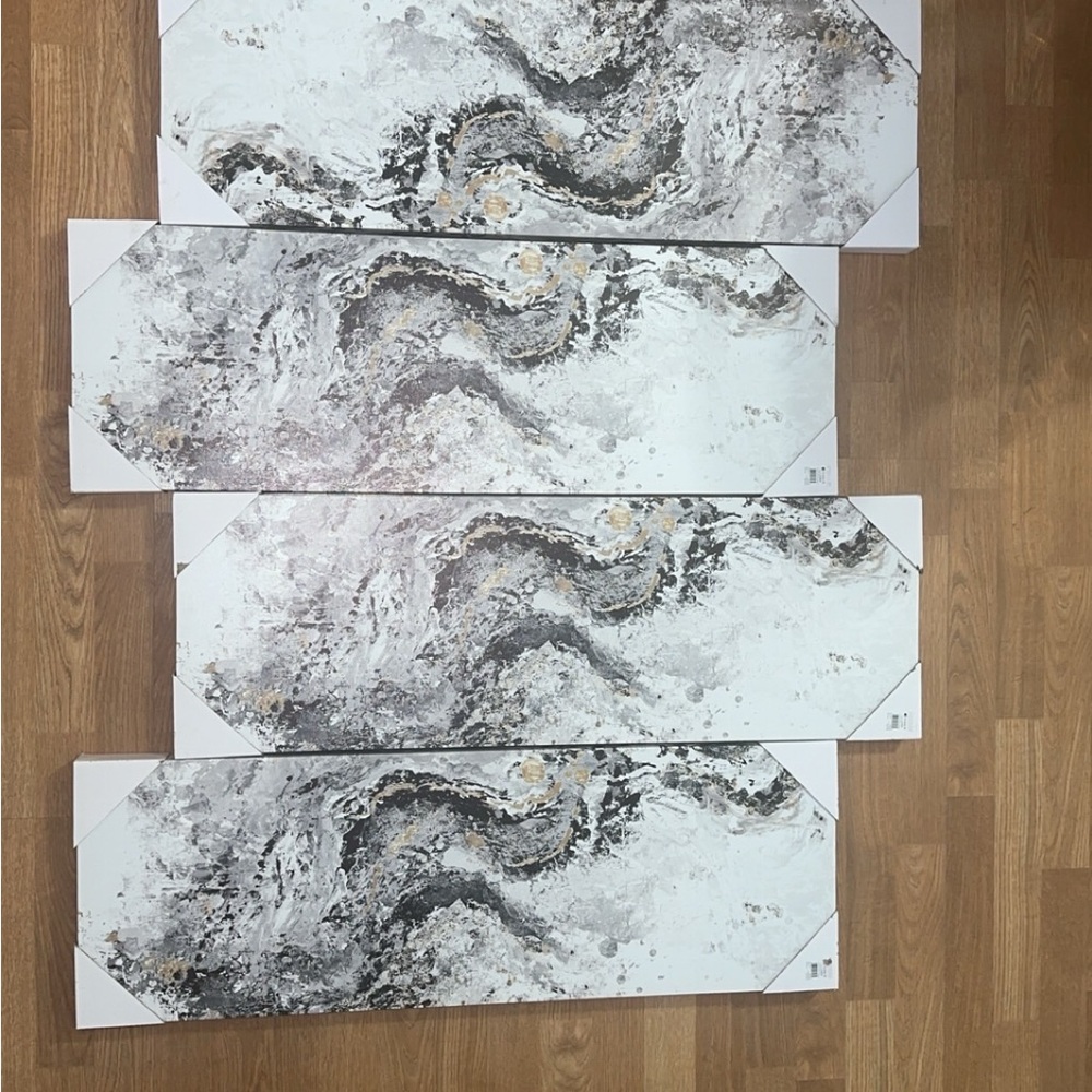 Abstract Black and Gray Canvas Art Set